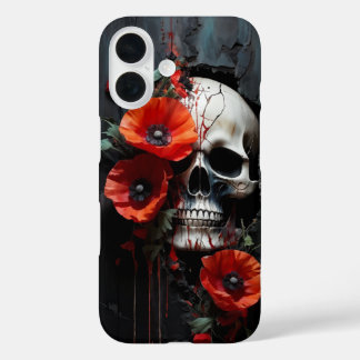 Skull and Poppies iPhone 16 Case