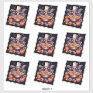 Skull and pumpkins candy bowl white hat