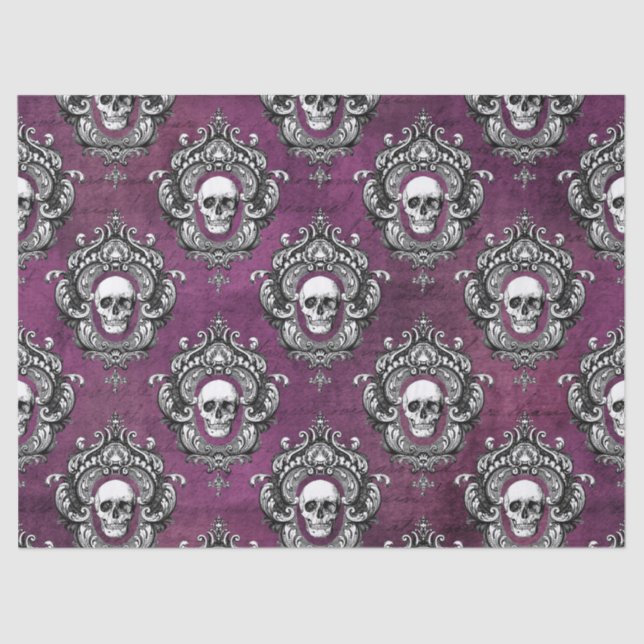 Skull and Purple Gothic Decoupage Tissue Paper (Front)