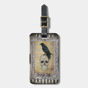 Skull and Raven Luggage Tag