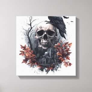Skull and Raven Prophecy Canvas Print
