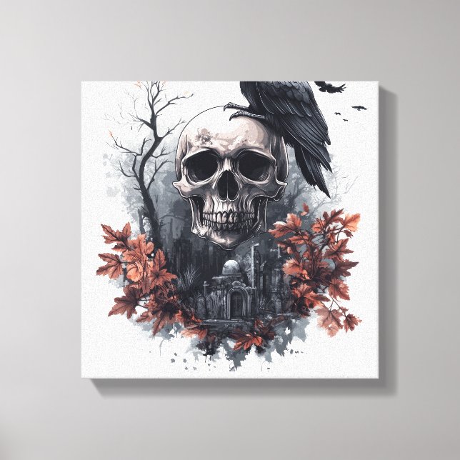 Skull and Raven Prophecy Canvas Print (Front)