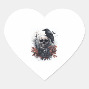Skull and Raven Prophecy Heart Sticker