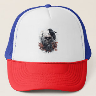 Skull and Raven Prophecy Trucker Hat
