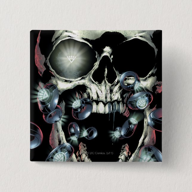 Skull and Rings - Colour 15 Cm Square Badge (Front)