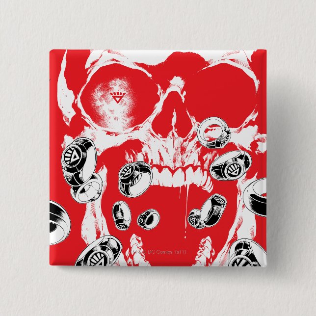 Skull and Rings - Red 15 Cm Square Badge (Front)