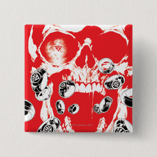 Skull and Rings - Red 15 Cm Square Badge