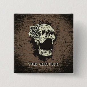 Skull and rose custom button