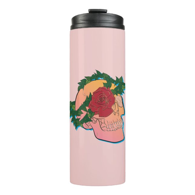 Skull and Rose Thermal Tumbler (Front)