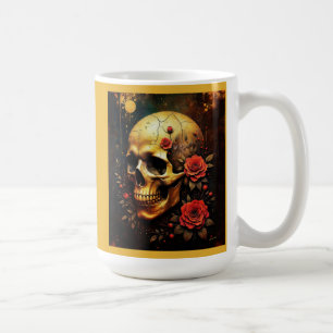 Skull and roses coffee mug