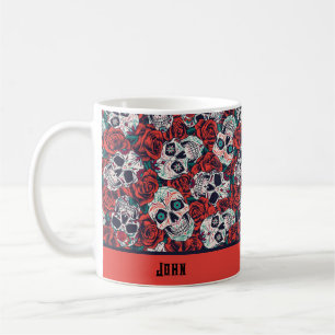 Skull and Roses Coffee Mug