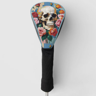 Skull and Roses Color Block Golf Head Cover