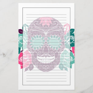 Skull And Roses, Colourful Day Of The Dead Card 3