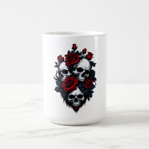 Skull and Roses: Gothic Floral Design Coffee Mug