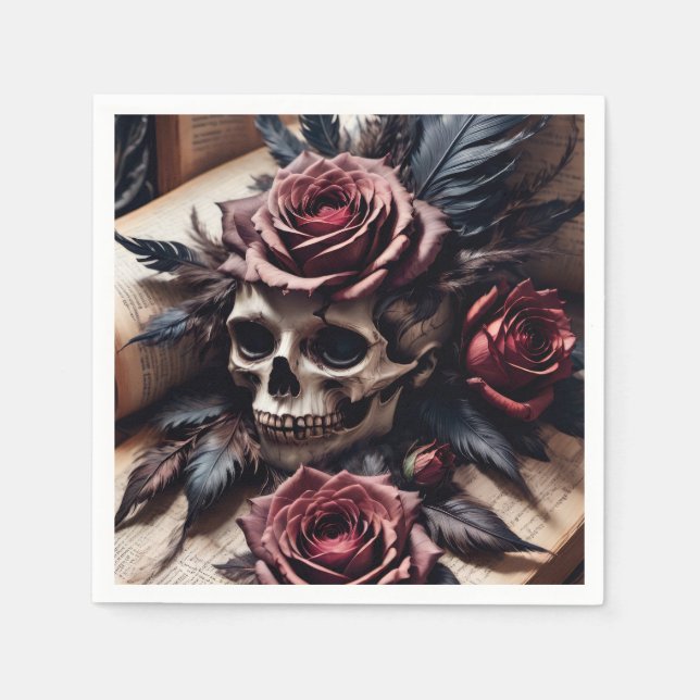 Skull and Roses Napkin (Front)