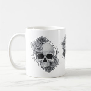 Skull and Roses Sketch Coffee Mug