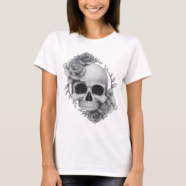 Skull and Roses Sketch T-Shirt (Front)