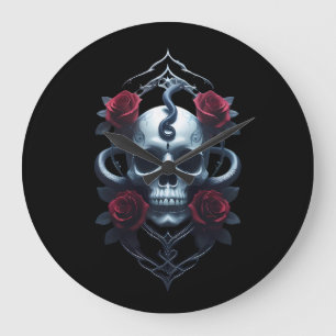 Skull And Snake Gothic Skateboard Large Clock