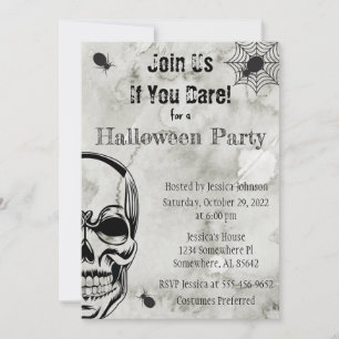 Skull and Spiders Halloween Party Invitation