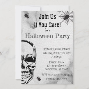 Skull and Spiders Halloween Party Invitation
