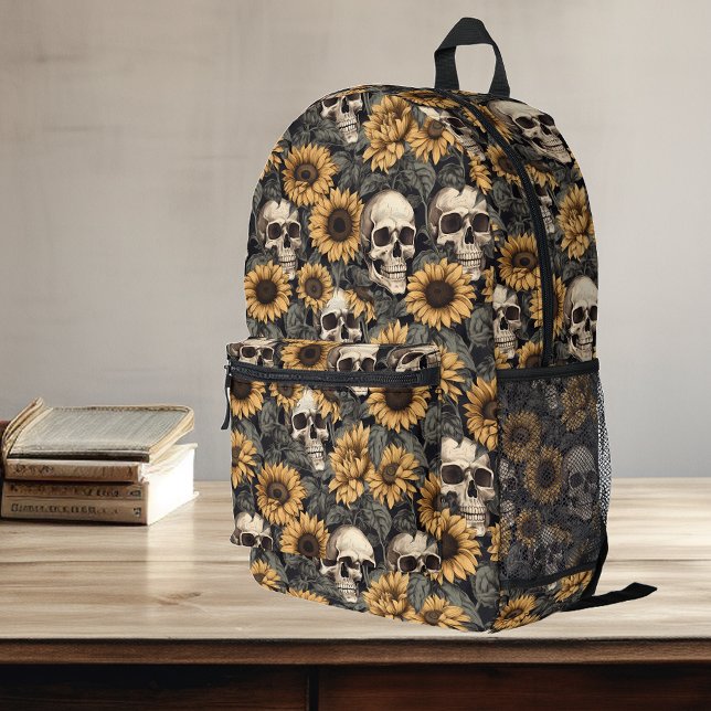 Skull and Sunflower pattern Printed Backpack (Creator Uploaded)