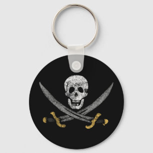 Skull and Swords Jolly Roger Pirate Flag Key Ring