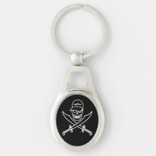 Skull and swords key ring