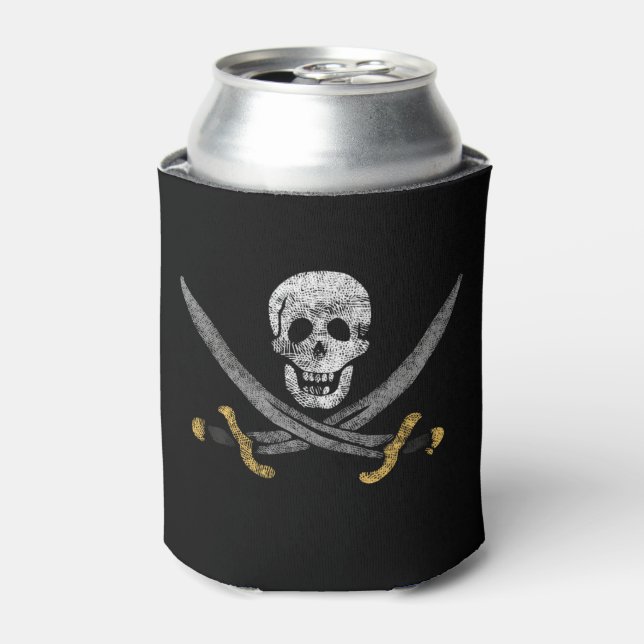 Skull and Swords Pirate Flag Can Cooler (Can Front)