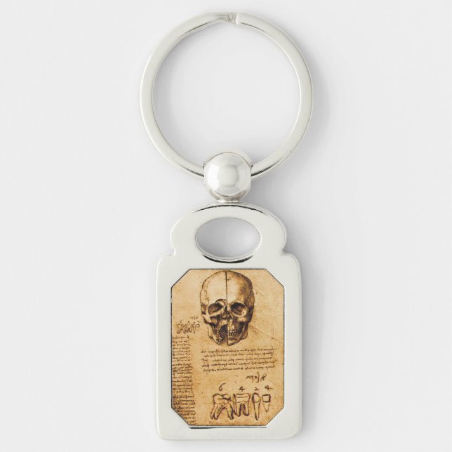 SKULL AND TEETH ,DENTAL CLINIC ,DENTIST Parchment Key Ring (Front)