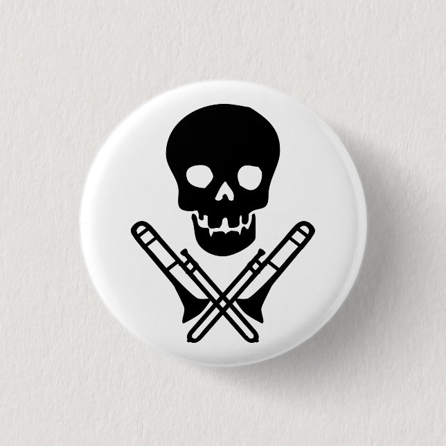skull and trombones 3 cm round badge (Front)