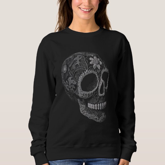 Skull Art Cool Skeleton Goth Emo Punk Biker Hallow Sweatshirt (Front)