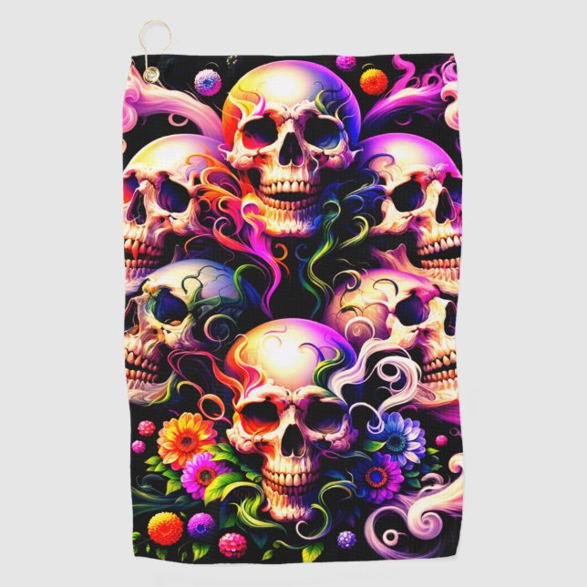 Skull Art Golf Towel (Front)