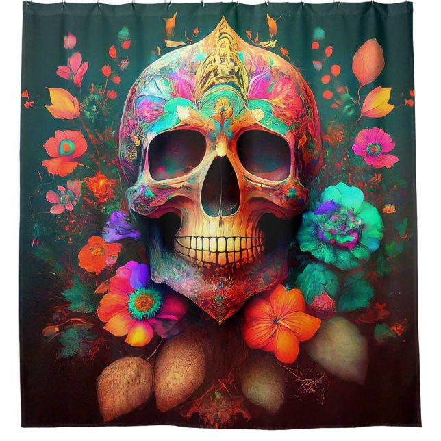 Skull Art Shower Curtain (Front)