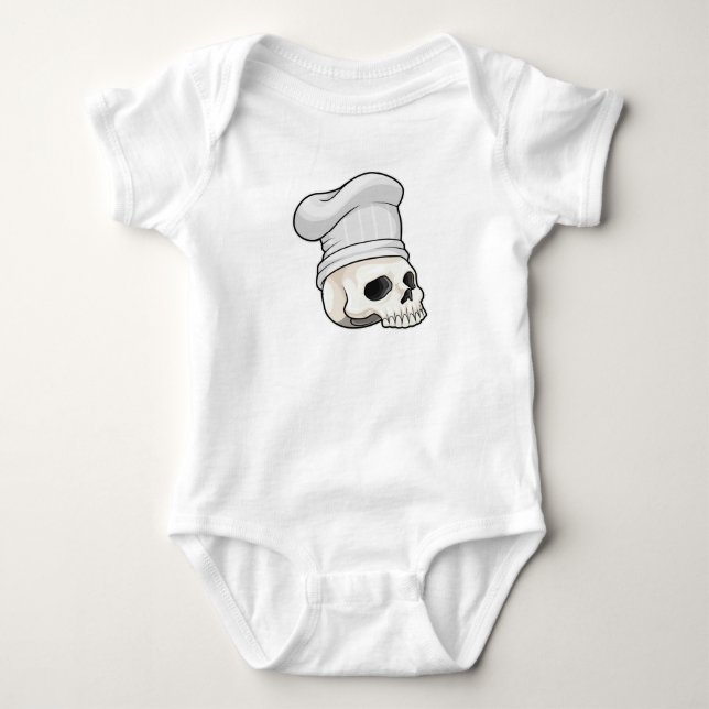 Skull as Cook with Chef hat Baby Bodysuit (Front)