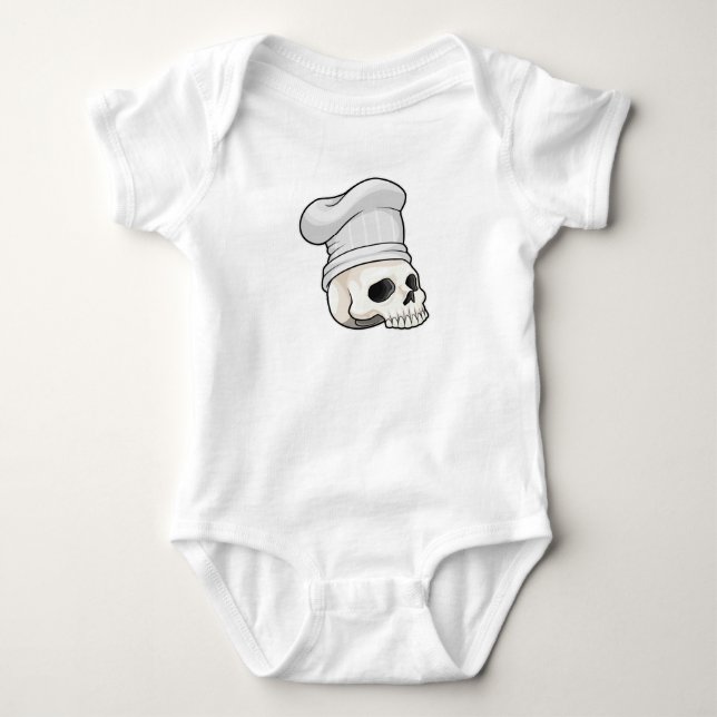 Skull as Cook with Chef hat Baby Bodysuit (Front)
