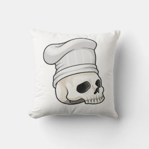 Skull as Cook with Chef hat Cushion