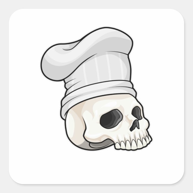 Skull as Cook with Chef hat Square Sticker (Front)