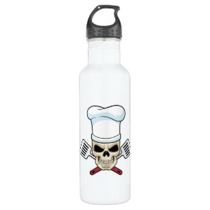 Skull as Cook with Cooking hat 710 Ml Water Bottle