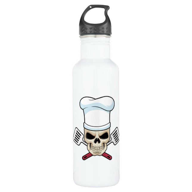 Skull as Cook with Cooking hat 710 Ml Water Bottle (Front)
