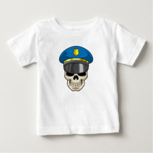 Skull as Police officer with Police hat Baby T-Shirt