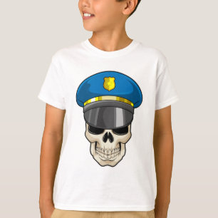 Skull as Police officer with Police hat T-Shirt