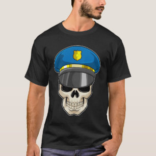 Skull as Police officer with Police hat T-Shirt