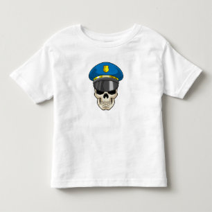 Skull as Police officer with Police hat Toddler T-Shirt