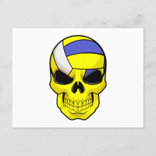 Skull as Volleyball player with Volleyball Postcard