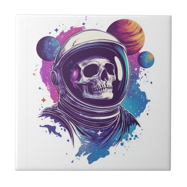 Skull Astronaut Explorer Tile (Front)