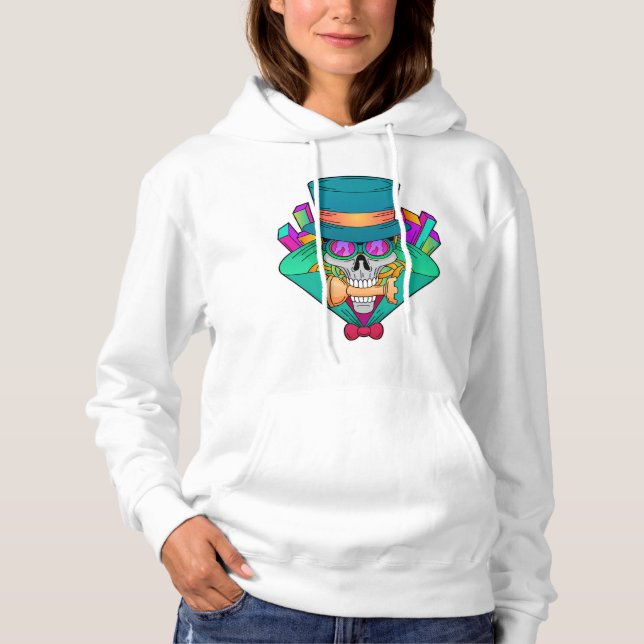 Skull at Chess with Chess piece Rook Hoodie (Front)