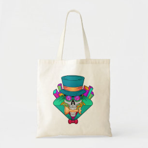 Skull at Chess with Chess piece Rook Tote Bag