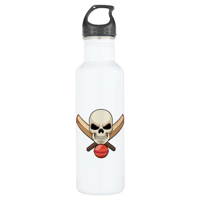 Skull at Cricket with Cricket bat 710 Ml Water Bottle (Front)