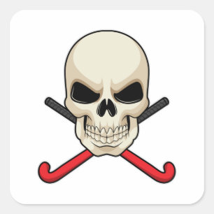 Skull at Hockey with Hockey bat Square Sticker