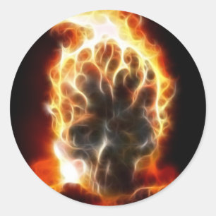 Skull Atomic Bomb Classic Round Sticker